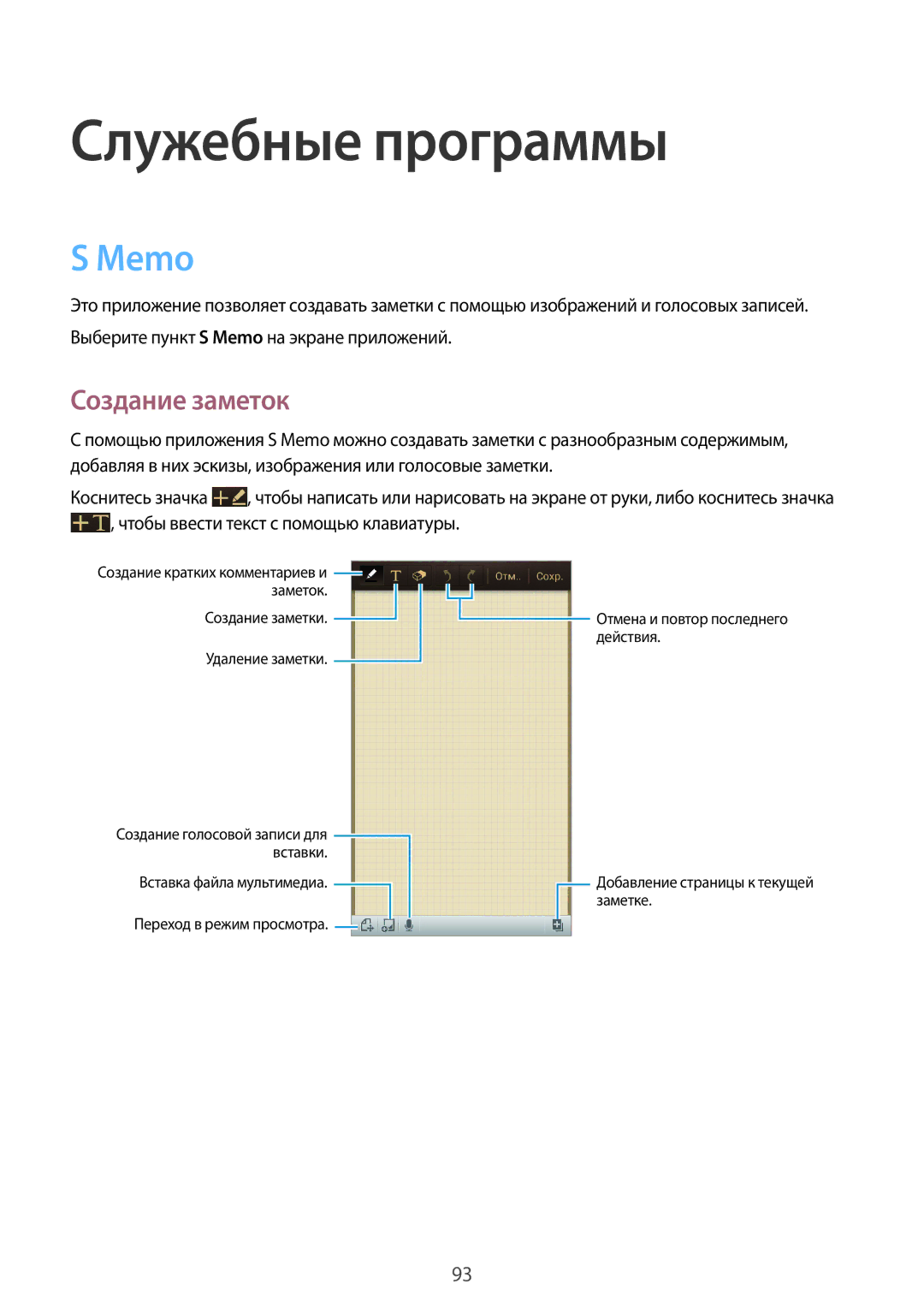 Samsung GT-I9301OKZSEB, GT-I9301MBZSEB, GT-I9301RWISEB, GT-I9301MBISEB, GT-I9301OKISEB, GT-I9301RWZSEB Memo, Создание заметок 