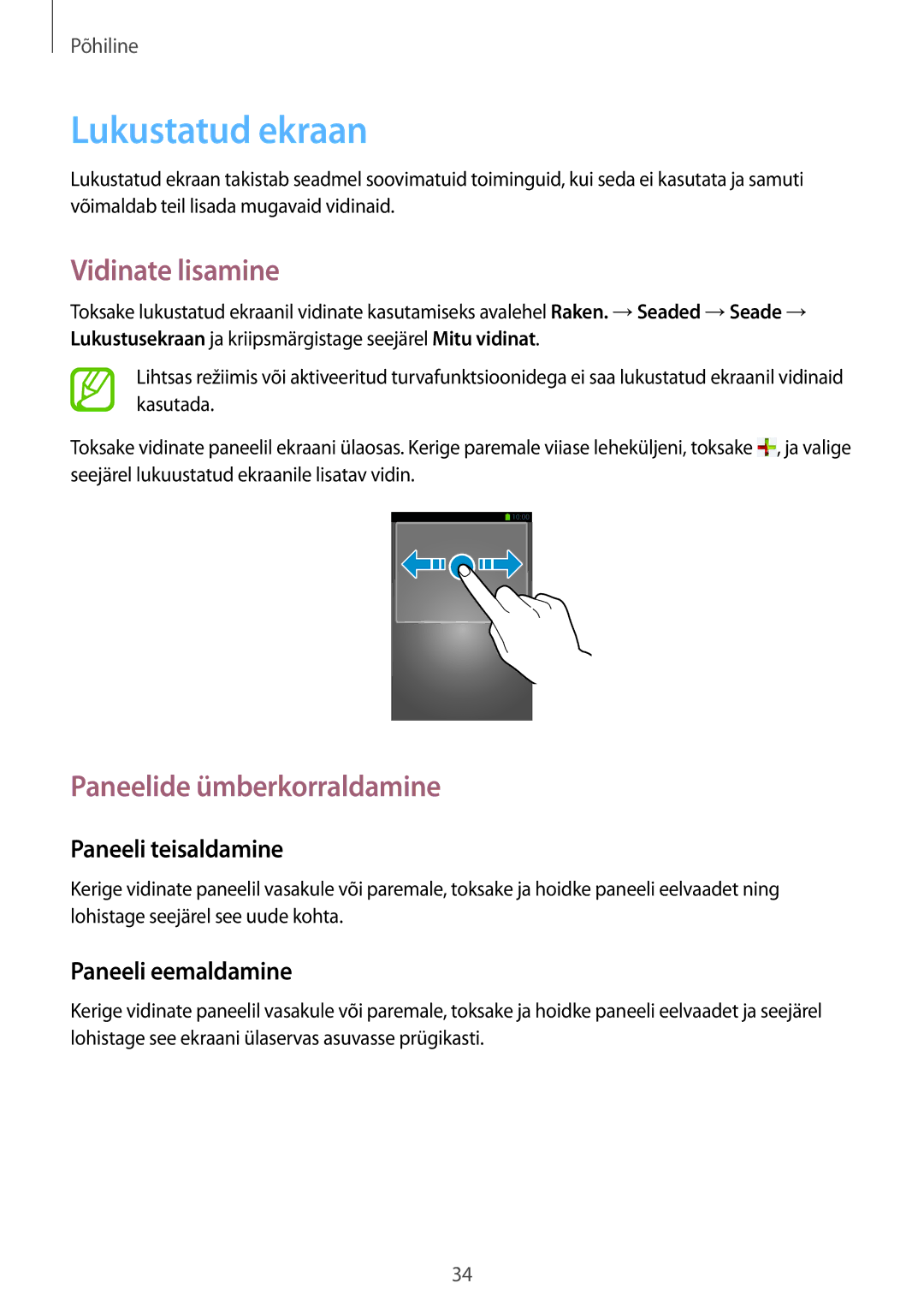 Samsung GT-I9301OKISEB, GT-I9301MBZSEB, GT-I9301RWISEB, GT-I9301MBISEB, GT-I9301OKZSEB Lukustatud ekraan, Vidinate lisamine 