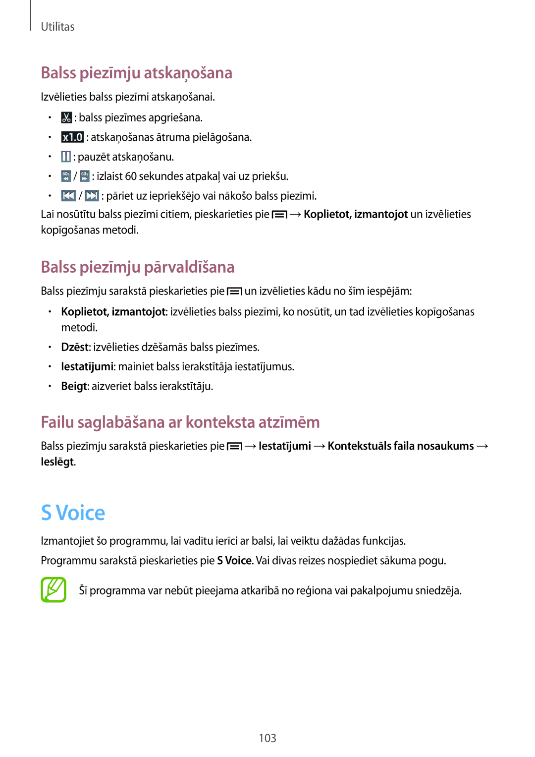 Samsung GT-I9301RWISEB, GT-I9301MBZSEB, GT-I9301MBISEB manual Voice, Balss piezīmju atskaņošana, Balss piezīmju pārvaldīšana 