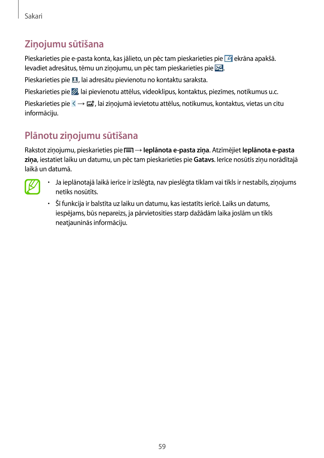 Samsung GT-I9301RWZSEB, GT-I9301MBZSEB, GT-I9301RWISEB, GT-I9301MBISEB, GT-I9301OKZSEB, GT-I9301OKISEB manual Ziņojumu sūtīšana 