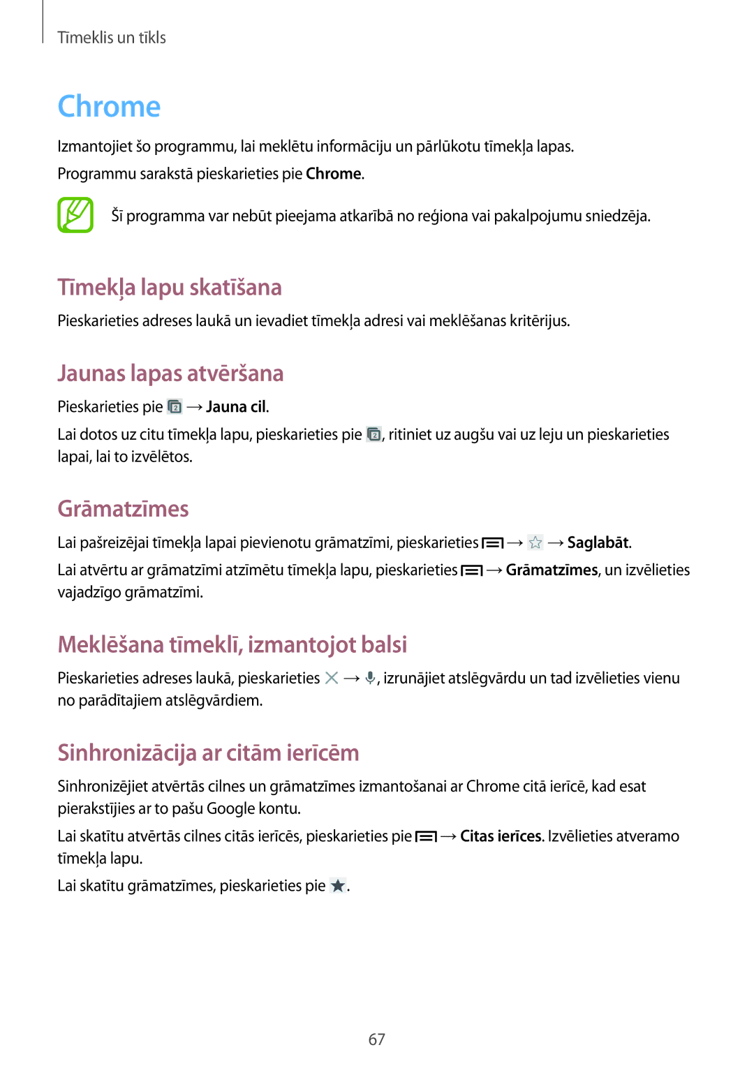 Samsung GT-I9301RWISEB, GT-I9301MBZSEB, GT-I9301MBISEB, GT-I9301OKZSEB manual Chrome, Sinhronizācija ar citām ierīcēm 