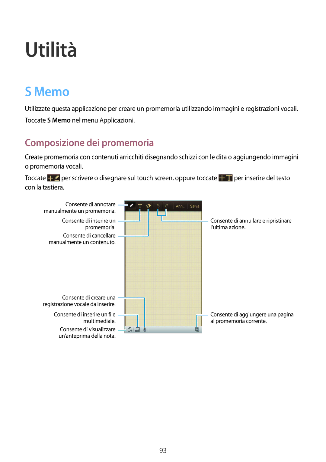 Samsung GT-I9301RWISEB, GT-I9301MBZXEO, GT-I9301RWZXEO, GT-I9301MBZROM manual Utilità, Memo, Composizione dei promemoria 