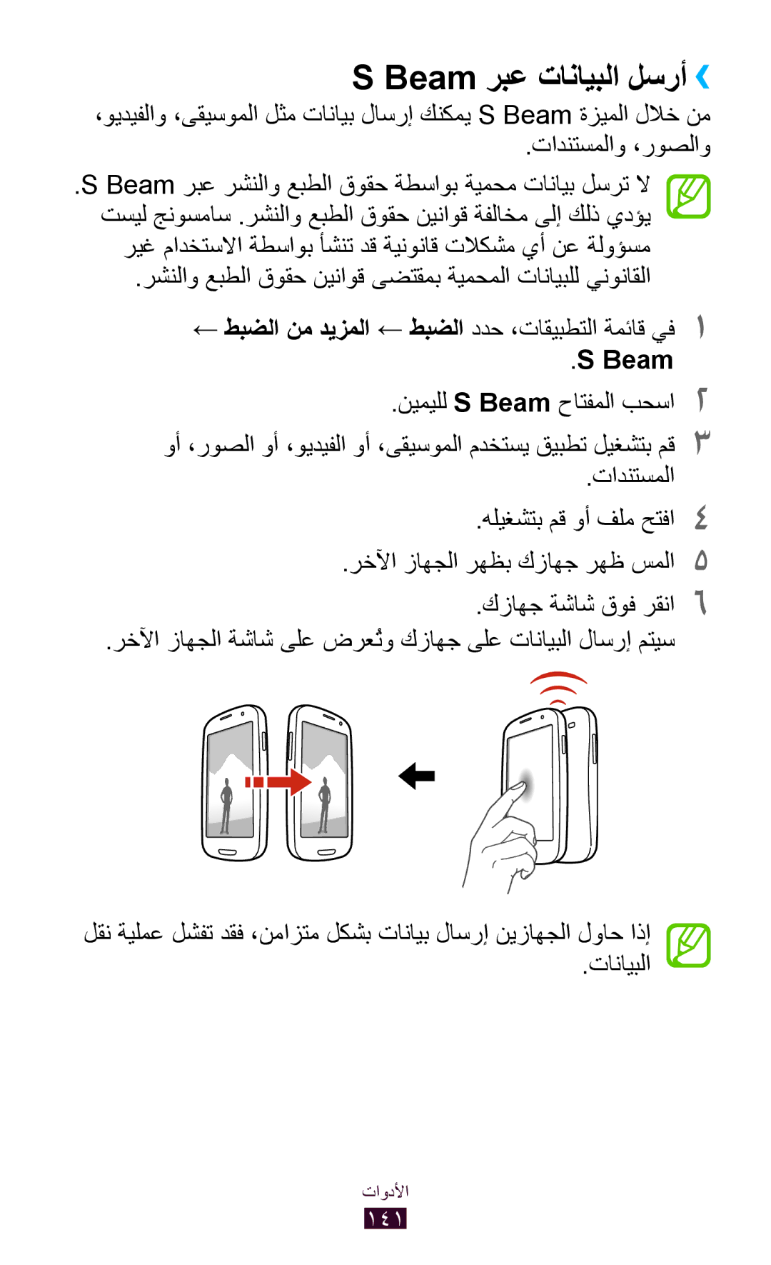 Samsung GT-I9305RWDKSA, GT-I9305MBDKSS, GT-I9305RWDKSS, GT-I9305TADKSS, GT-I9305TADKSA manual Beam ربع تانايبلا لسرأ›› 