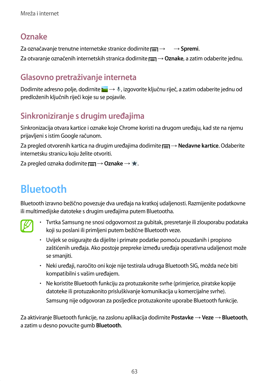 Samsung GT-I9305MBDVIP, GT-I9305OKASWC, GT-I9305OKDCRO manual Bluetooth, Sinkroniziranje s drugim uređajima 