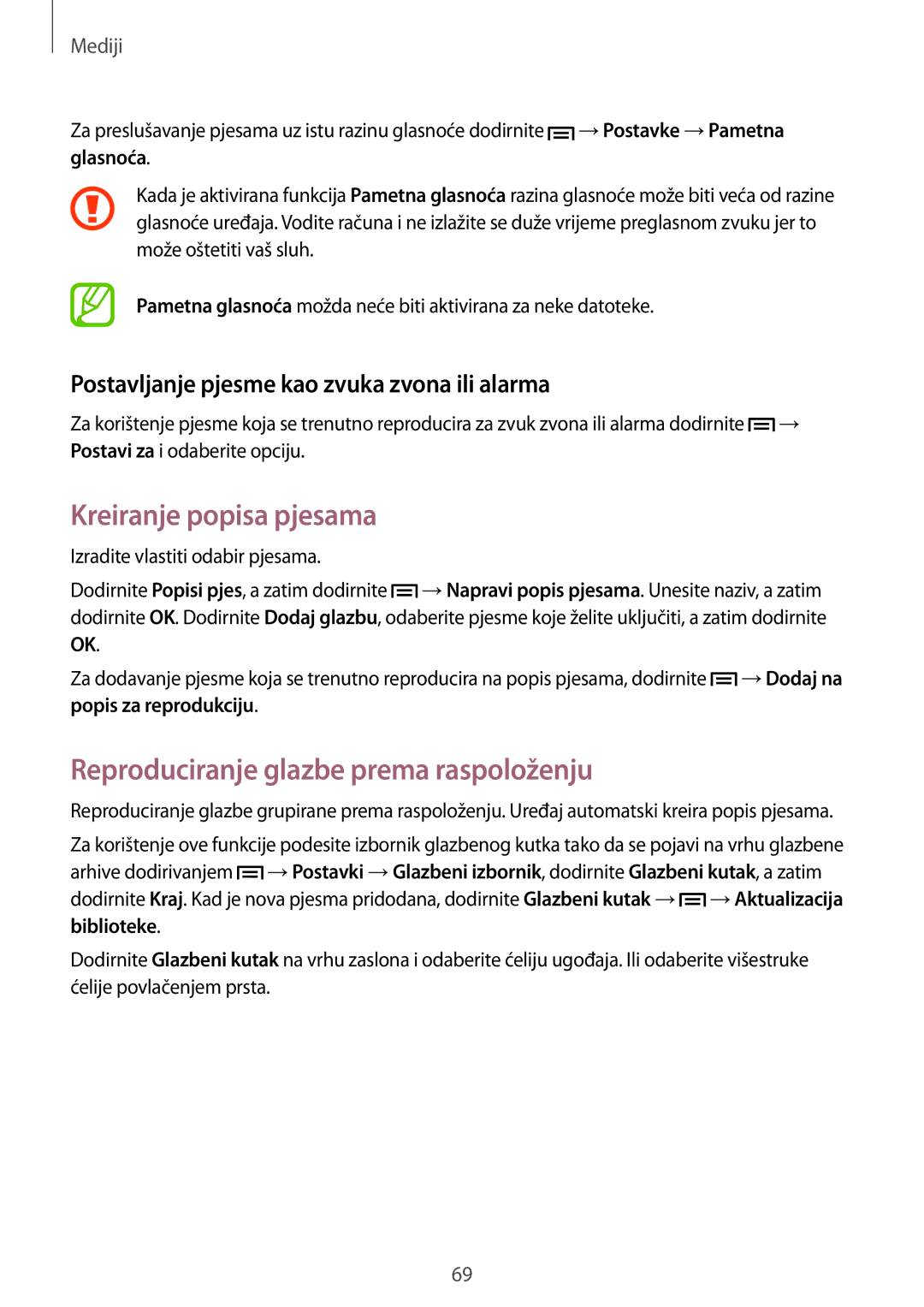 Samsung GT-I9305MBDVIP manual Kreiranje popisa pjesama, Reproduciranje glazbe prema raspoloženju, Popis za reprodukciju 