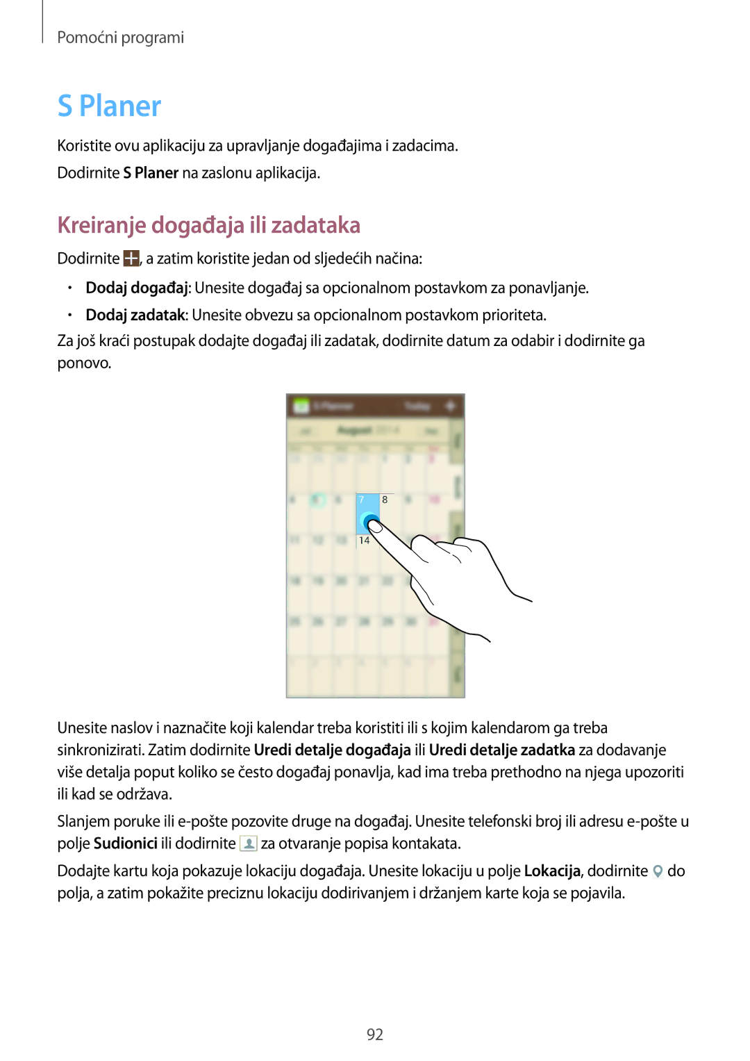 Samsung GT-I9305OKDCRO, GT-I9305MBDVIP, GT-I9305OKASWC manual Planer, Kreiranje događaja ili zadataka 