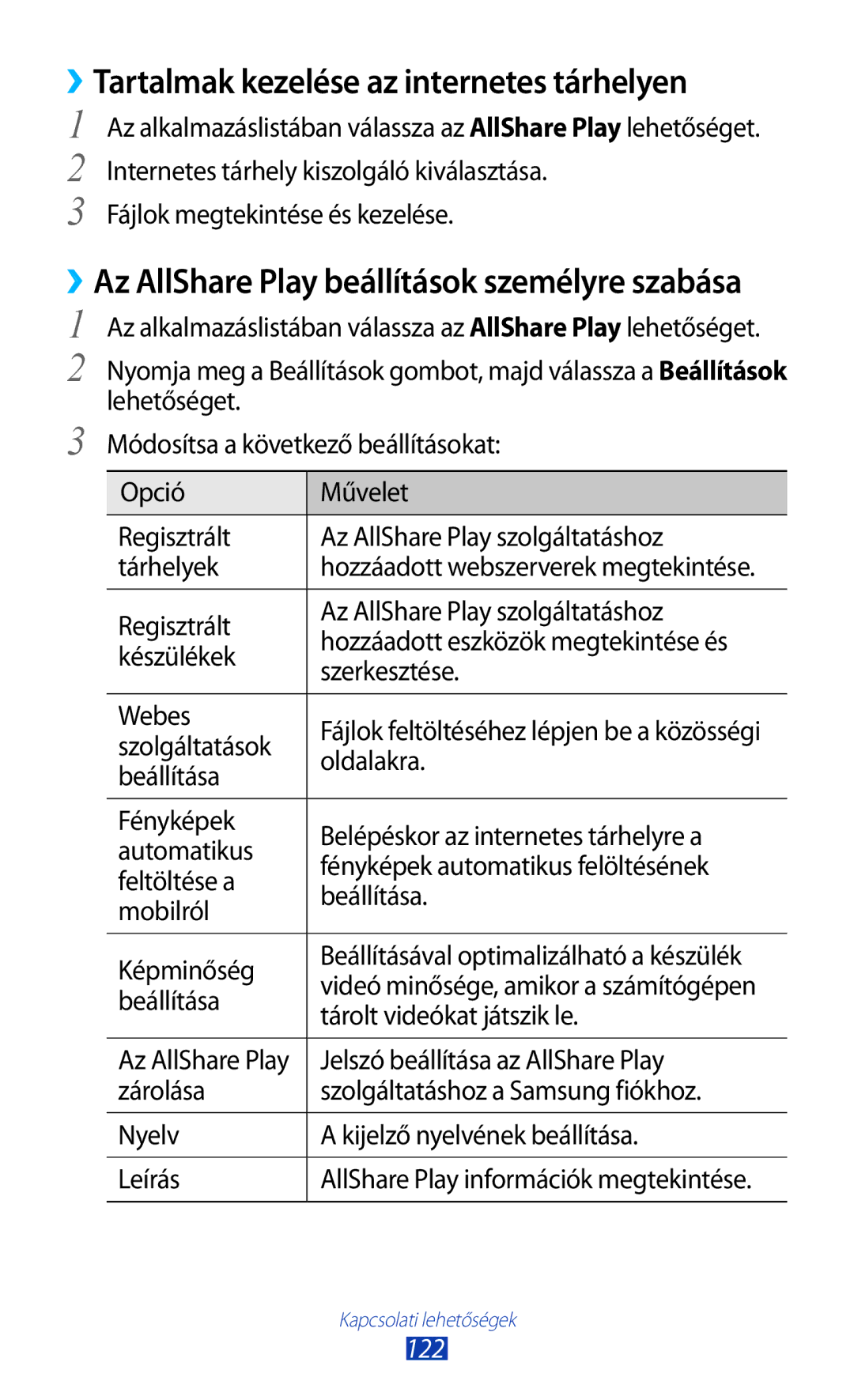 Samsung GT-I9305RWDCOA, GT-I9305MBDXEO, GT-I9305MBDPRT, GT-I9305RWDPRT ››Tartalmak kezelése az internetes tárhelyen, 122 