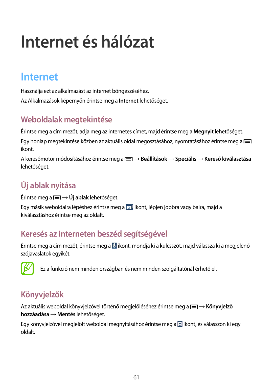 Samsung GT-I9305OKDTMH, GT-I9305MBDXEO, GT-I9305MBDPRT, GT-I9305RWDPRT, GT-I9305RWDDBT, GT-I9305OKDDBT Internet és hálózat 