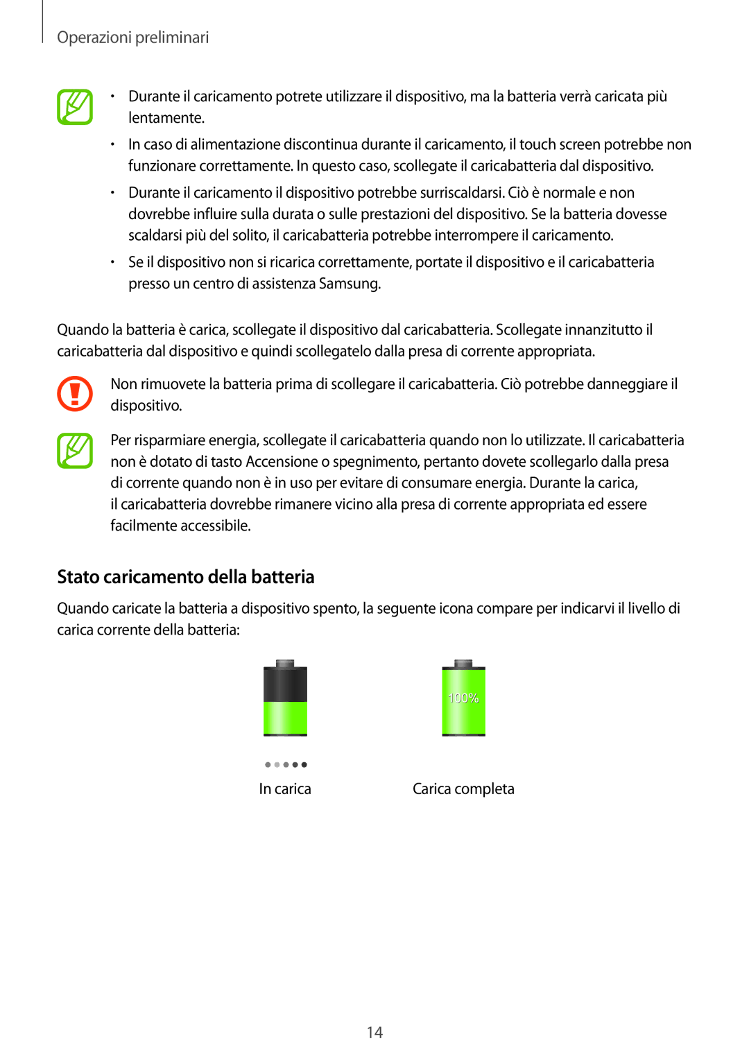 Samsung GT-I9305MBDXEO, GT-I9305OKDTIM, GT-I9305RWDXEO, GT-I9305RWDOMN, GT-I9305TADEVR manual Stato caricamento della batteria 