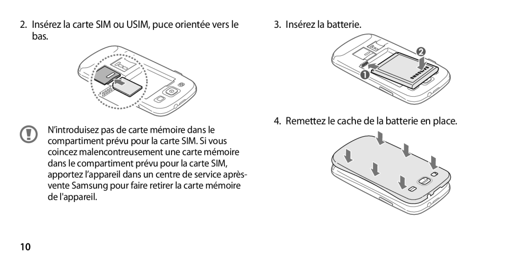 Samsung GT-I9305OKDFTM, GT-I9305TADFTM, GT-I9305RWDSFR, GT-I9305OKASFR manual Remettez le cache de la batterie en place 