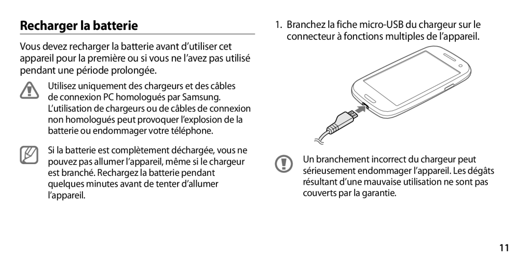 Samsung GT-I9305TADFTM, GT-I9305OKDFTM, GT-I9305RWDSFR, GT-I9305OKASFR, GT-I9305RWDFTM, GT-I9305OKDXEF Recharger la batterie 