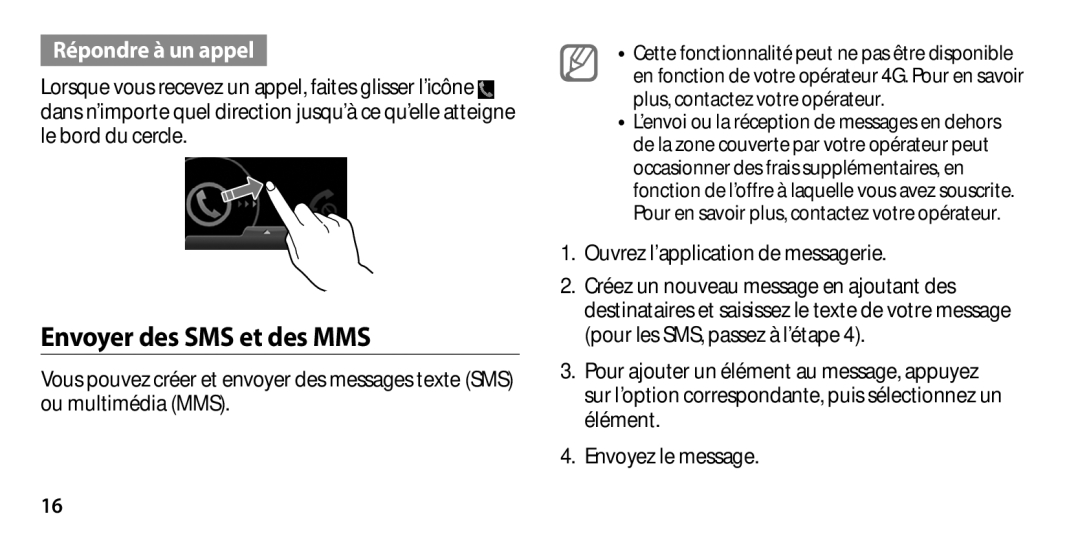 Samsung GT-I9305OKDSFR, GT-I9305OKDFTM, GT-I9305TADFTM, GT-I9305RWDSFR manual Envoyer des SMS et des MMS, Répondre à un appel 