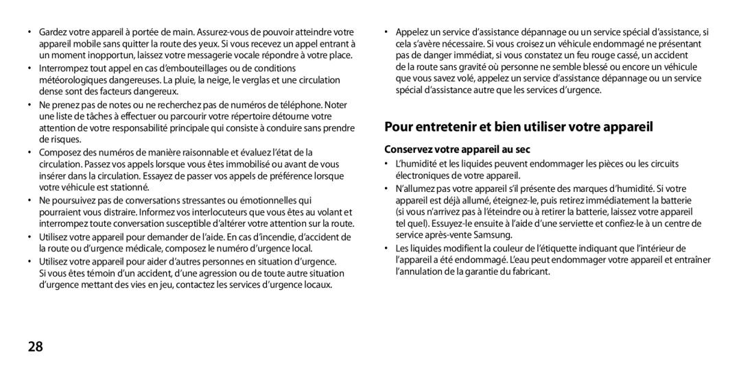 Samsung GT-I9305RWDXEF, GT-I9305OKDFTM Pour entretenir et bien utiliser votre appareil, Conservez votre appareil au sec 