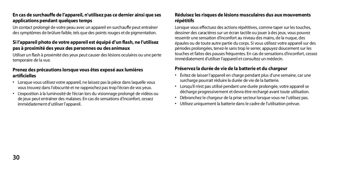 Samsung GT-I9305OKDFTM, GT-I9305TADFTM, GT-I9305RWDSFR manual Préservez la durée de vie de la batterie et du chargeur 