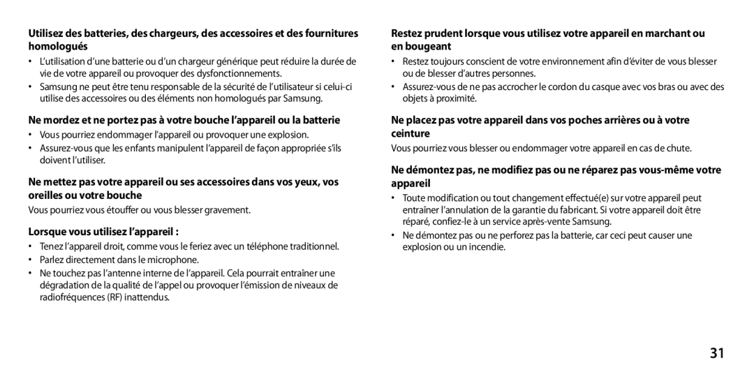 Samsung GT-I9305TADFTM, GT-I9305OKDFTM, GT-I9305RWDSFR, GT-I9305OKASFR, GT-I9305RWDFTM manual Lorsque vous utilisez l’appareil 