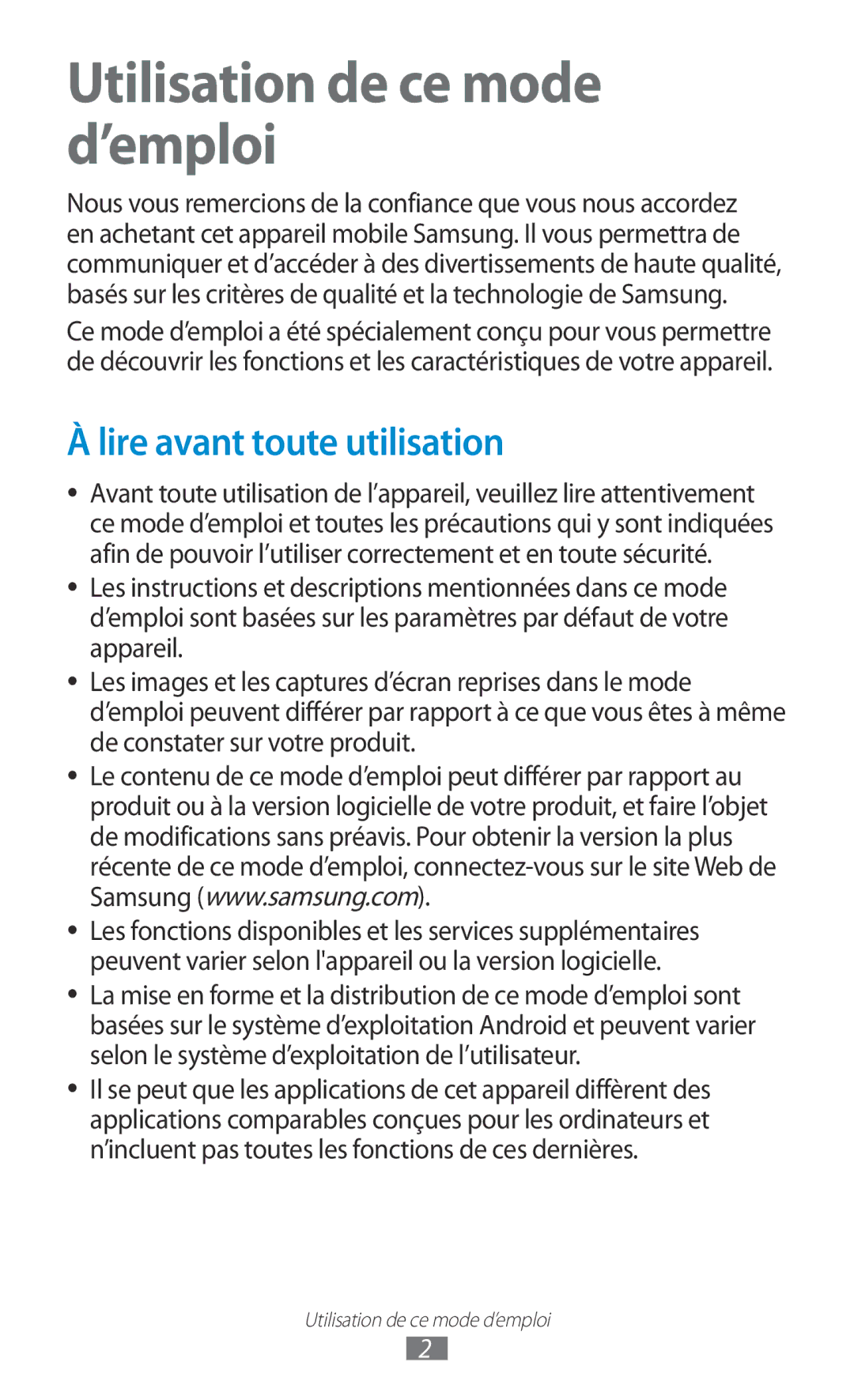 Samsung GT-I9305RWDSFR, GT-I9305OKDFTM, GT-I9305TADFTM manual Utilisation de ce mode d’emploi, Lire avant toute utilisation 