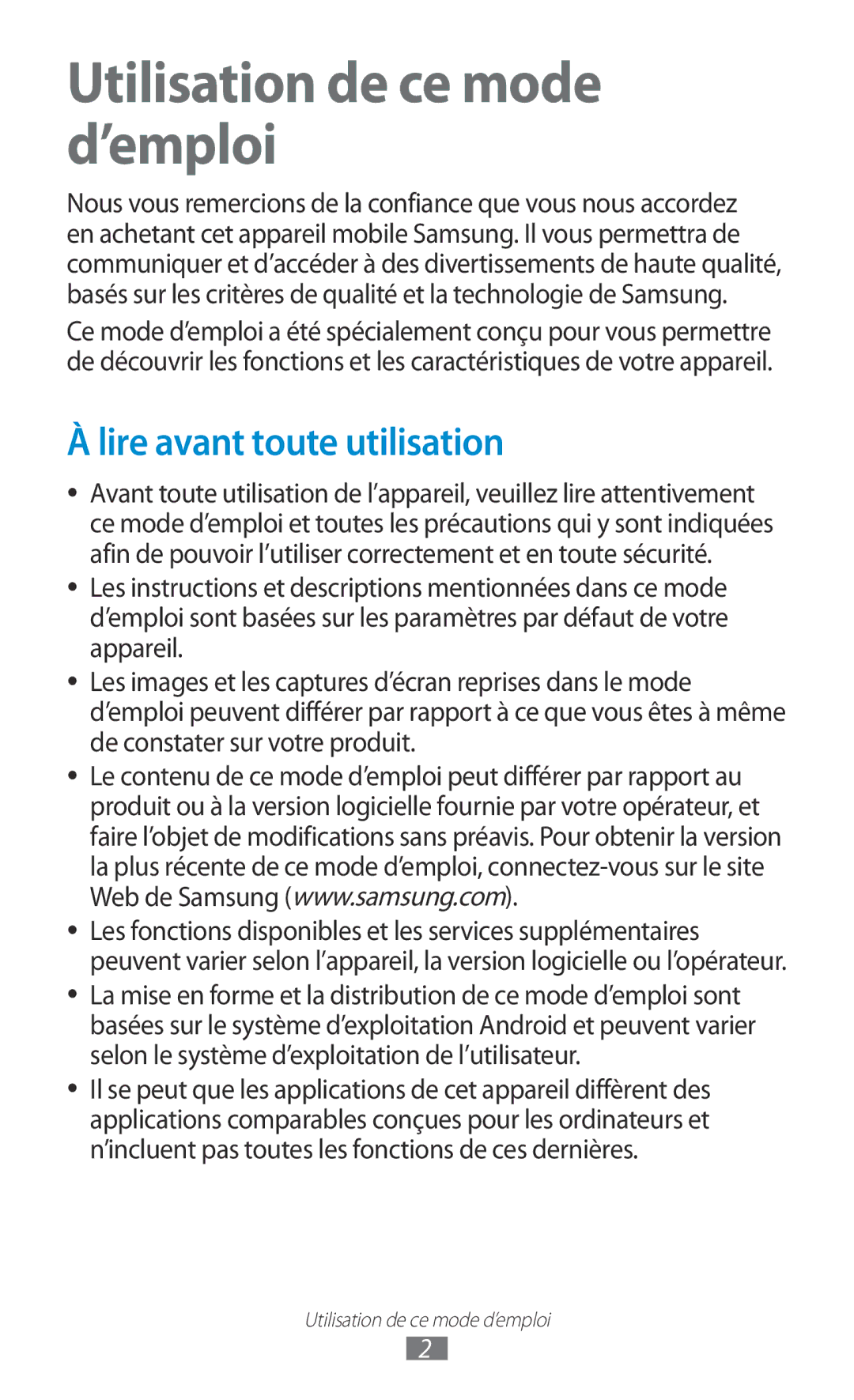 Samsung GT-I9305RWDSFR, GT-I9305OKDFTM, GT-I9305TADFTM manual Utilisation de ce mode d’emploi, Lire avant toute utilisation 