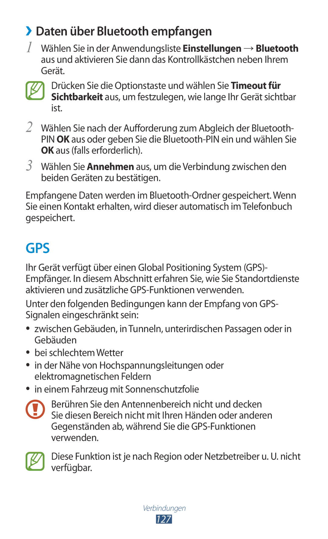 Samsung GT-I9305RWDPRT, GT-I9305OKDTMN, GT-I9305RWDCOS, GT-I9305RWDDTM, GT-I9305OKDTPH ››Daten über Bluetooth empfangen, 127 