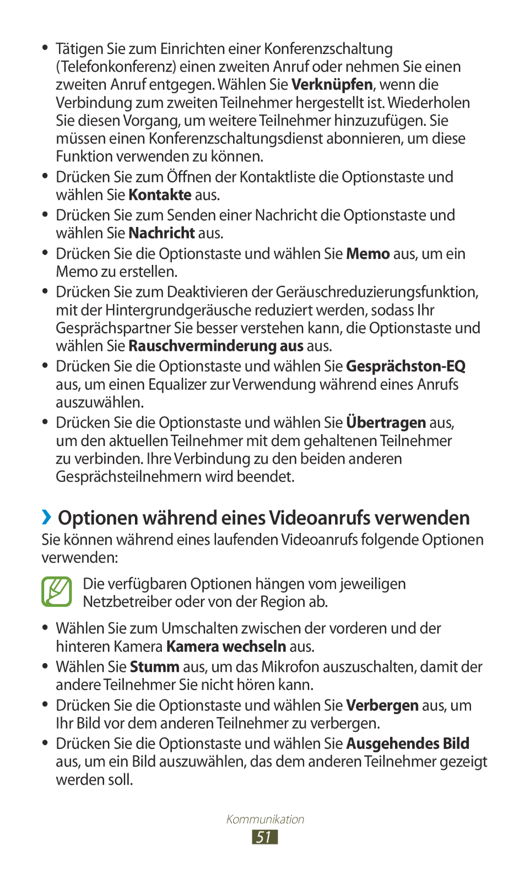 Samsung GT-I9305OKDDBT, GT-I9305OKDTMN, GT-I9305RWDCOS, GT-I9305RWDDTM manual ››Optionen während eines Videoanrufs verwenden 