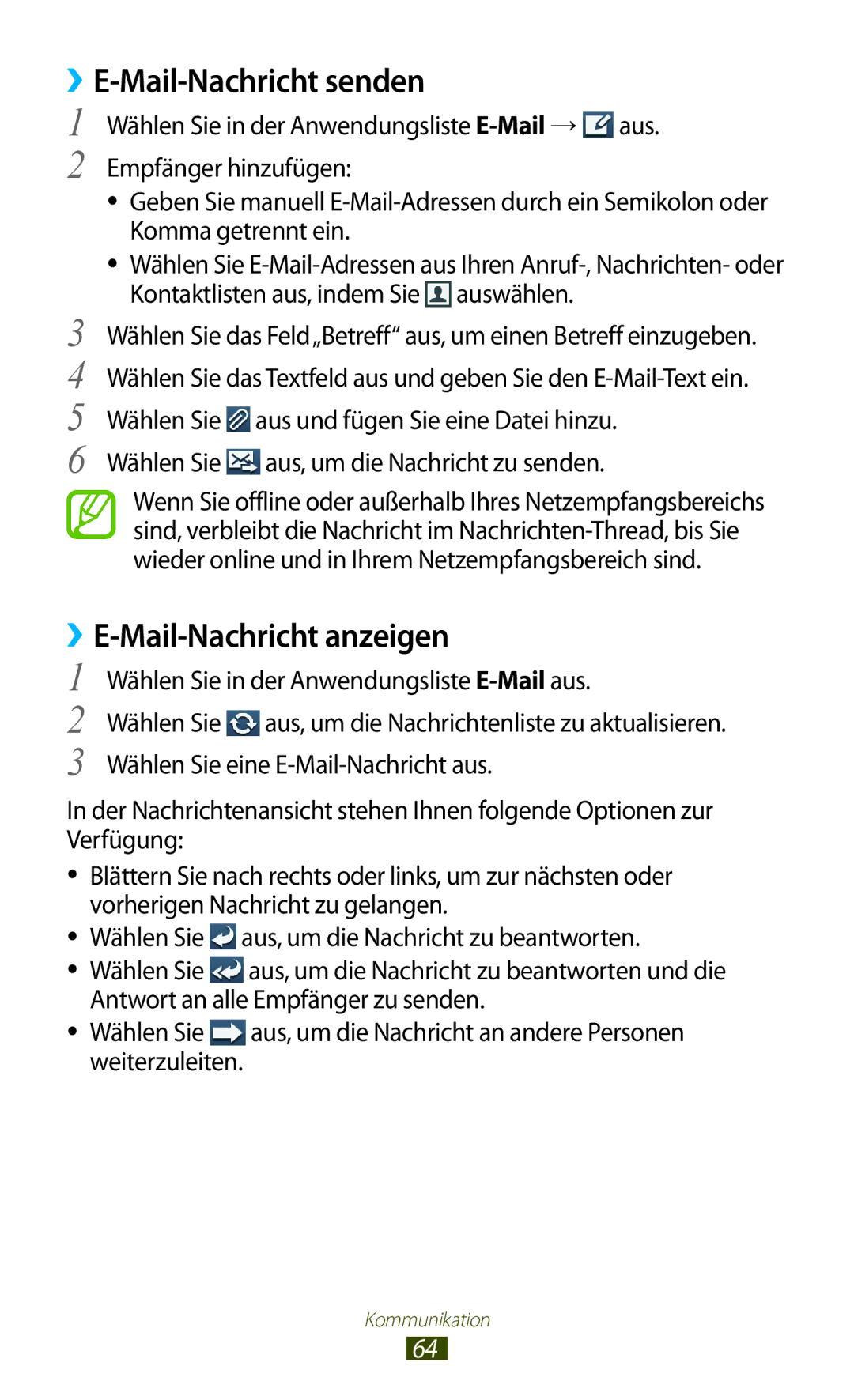 Samsung GT-I9305MBDXEO, GT-I9305OKDTMN, GT-I9305RWDCOS, GT-I9305RWDDTM, GT-I9305OKDTPH manual ››E-Mail-Nachricht anzeigen 