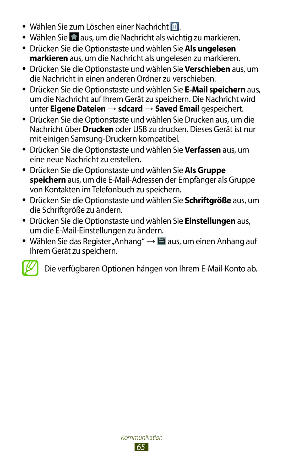 Samsung GT-I9305MBDPRT, GT-I9305OKDTMN, GT-I9305RWDCOS, GT-I9305RWDDTM, GT-I9305OKDTPH Wählen Sie zum Löschen einer Nachricht 