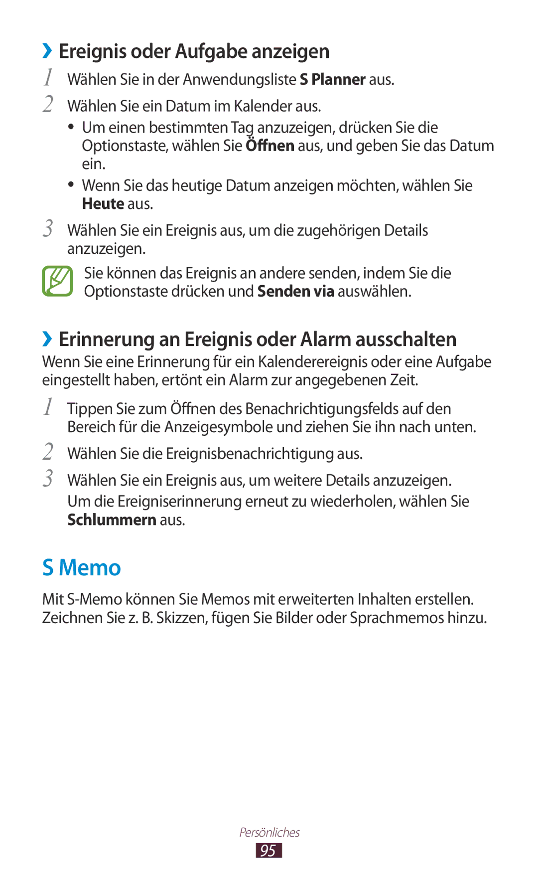 Samsung GT-I9305RWDTPH, GT-I9305OKDTMN, GT-I9305RWDCOS, GT-I9305RWDDTM, GT-I9305OKDTPH Memo, ››Ereignis oder Aufgabe anzeigen 