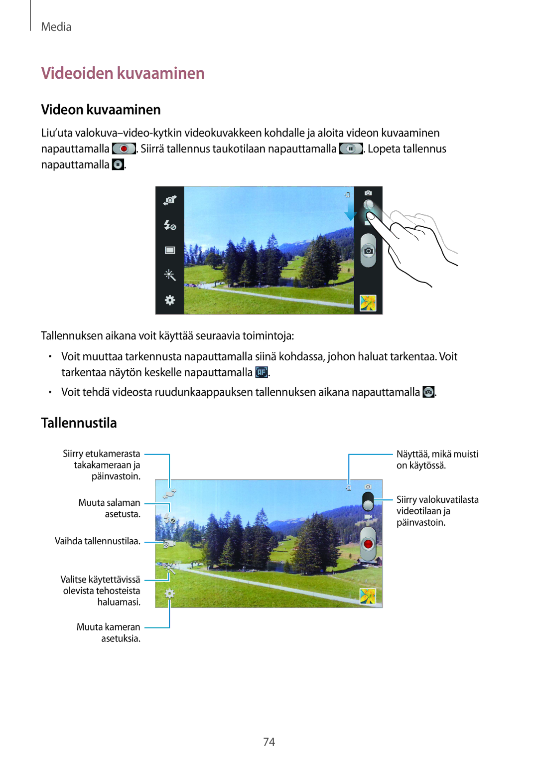 Samsung GT-I9305RWDTLA, GT-I9305RWDNEE, GT-I9305ZNDNEE manual Videoiden kuvaaminen, Videon kuvaaminen, Tallennustila 