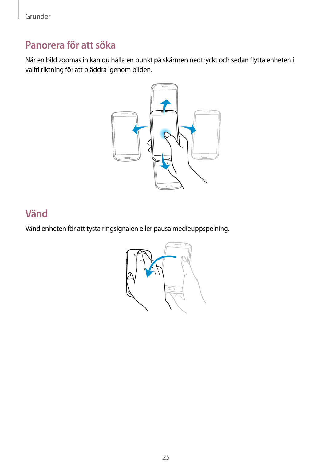 Samsung GT-I9305MBDNEE, GT-I9305RWDNEE, GT-I9305ZNDNEE, GT-I9305OKDNEE, GT-I9305OKDHTD manual Panorera för att söka, Vänd 