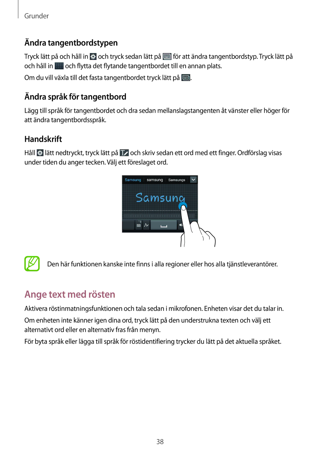 Samsung GT-I9305OKDTLA manual Ange text med rösten, Ändra tangentbordstypen, Ändra språk för tangentbord, Handskrift 