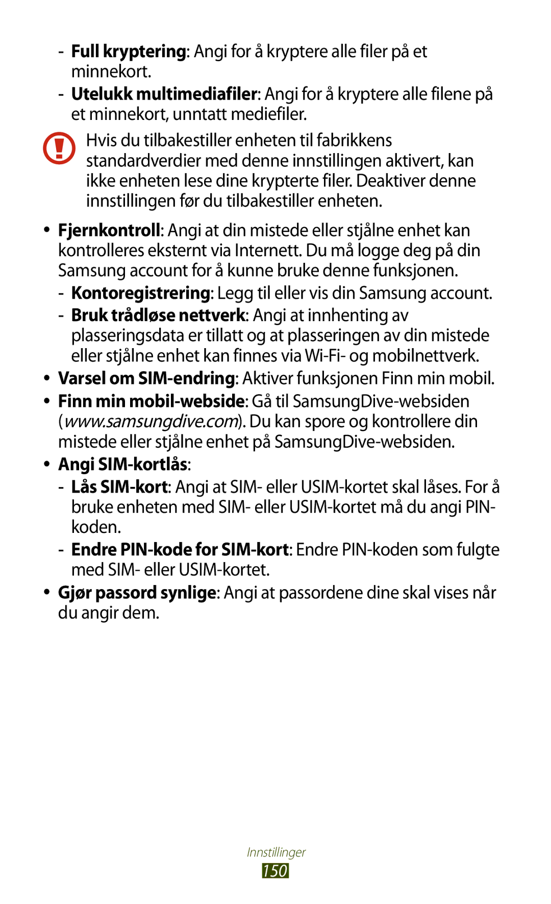 Samsung GT-I9305RWDNEE, GT-I9305ZNDNEE manual Angi SIM-kortlås, Kontoregistrering Legg til eller vis din Samsung account 