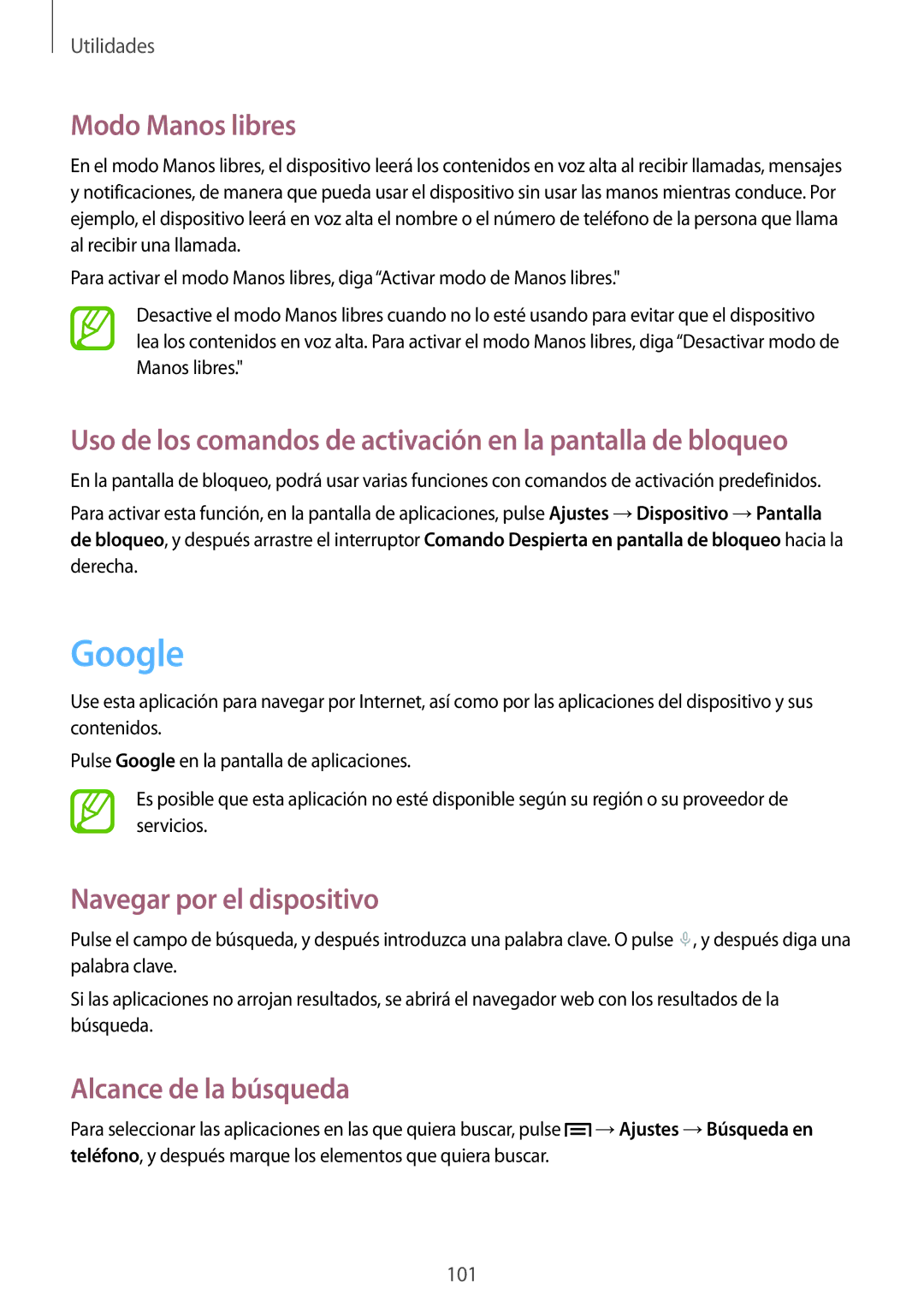 Samsung GT-I9305OKDSFR manual Google, Modo Manos libres, Uso de los comandos de activación en la pantalla de bloqueo 