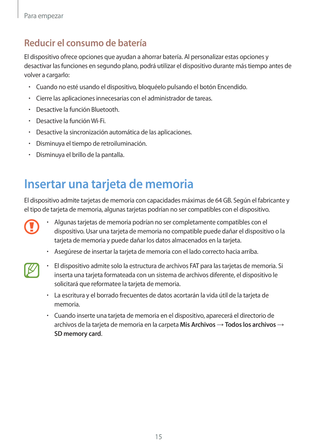 Samsung GT-I9305RWDSFR, GT-I9305OKDSFR, GT-I9305RWDATL manual Insertar una tarjeta de memoria, Reducir el consumo de batería 