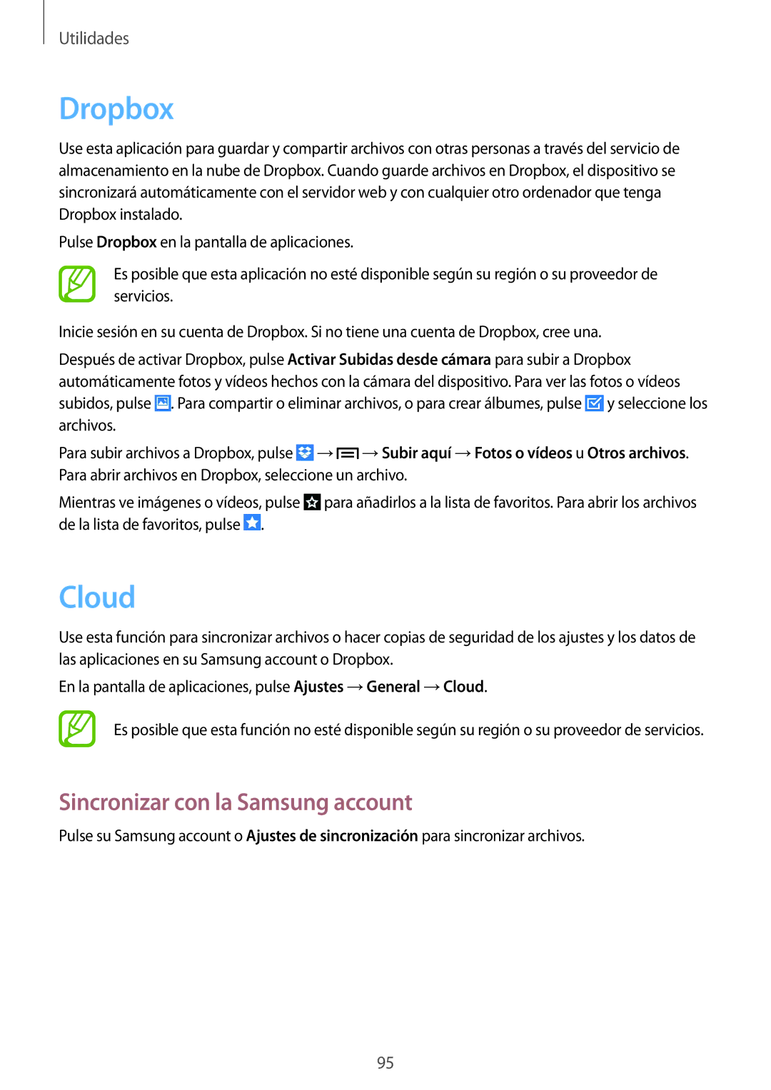 Samsung GT-I9305RWDSFR, GT-I9305OKDSFR, GT-I9305RWDATL, GT-I9305OKDKPN Dropbox, Cloud, Sincronizar con la Samsung account 