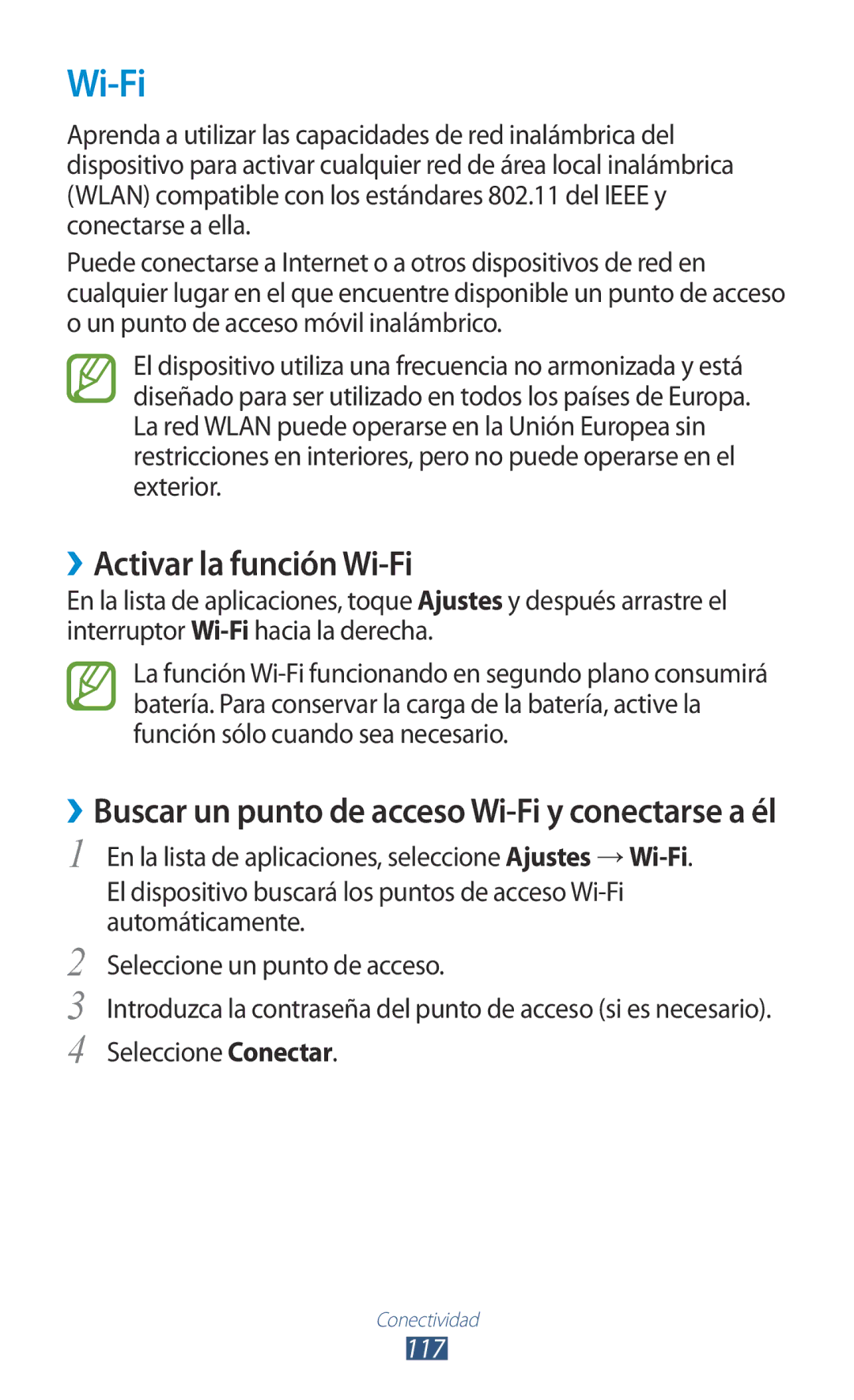 Samsung GT-I9305RWDATL, GT-I9305RWDSFR, GT-I9305OKDSFR, GT-I9305OKDKPN, GT-I9305MBDATL ››Activar la función Wi-Fi, 117 