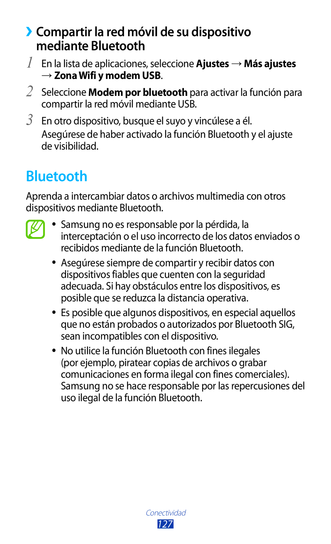 Samsung GT-I9305RWDATL, GT-I9305RWDSFR, GT-I9305OKDSFR, GT-I9305OKDKPN, GT-I9305MBDATL manual Bluetooth, 127 