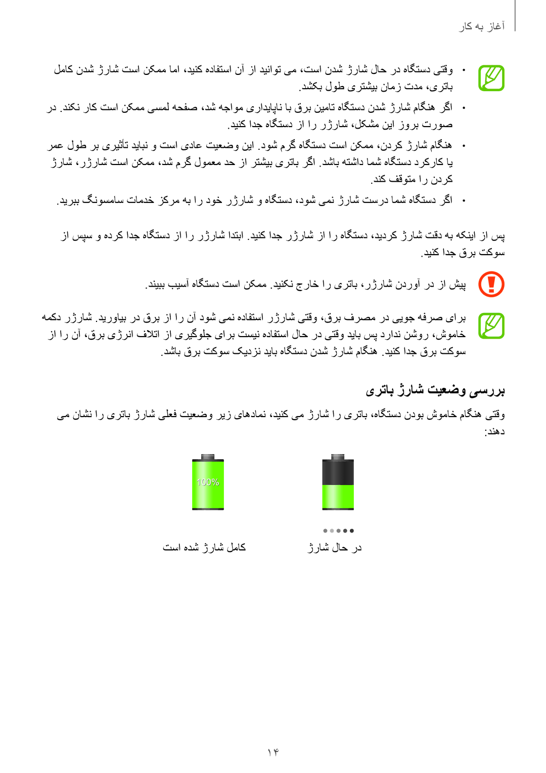 Samsung GT-I9500ZBAKSA manual یرتاب ژراش تیعضو یسررب, دشکب لوط یرتشیب نامز تدم ،یرتاب, دینک ادج قرب تکوس, تسا هدش ژراش لماک 