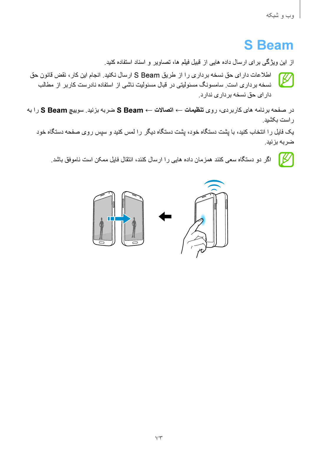 Samsung GT-I9500ZIATUN, GT-I9500DKYAFG, GT-I9500DKYBTC, GT-I9500GNAAFR manual Beam, درادن یرادرب هخسن قح یاراد, دیشکب تسار 