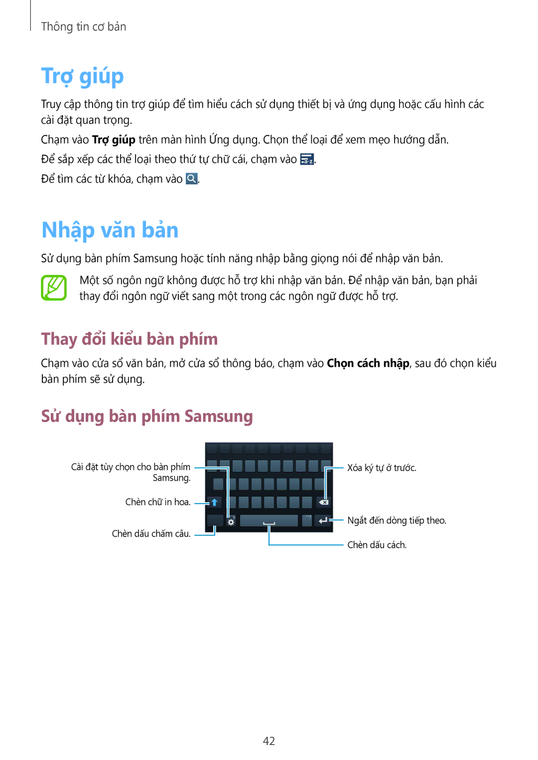 Samsung GT-I9500ZKAXXV, GT-I9500ZBAXXV manual Trợ giúp, Nhập văn bản, Thay đổi kiểu bàn phím, Sử dụng bàn phím Samsung 