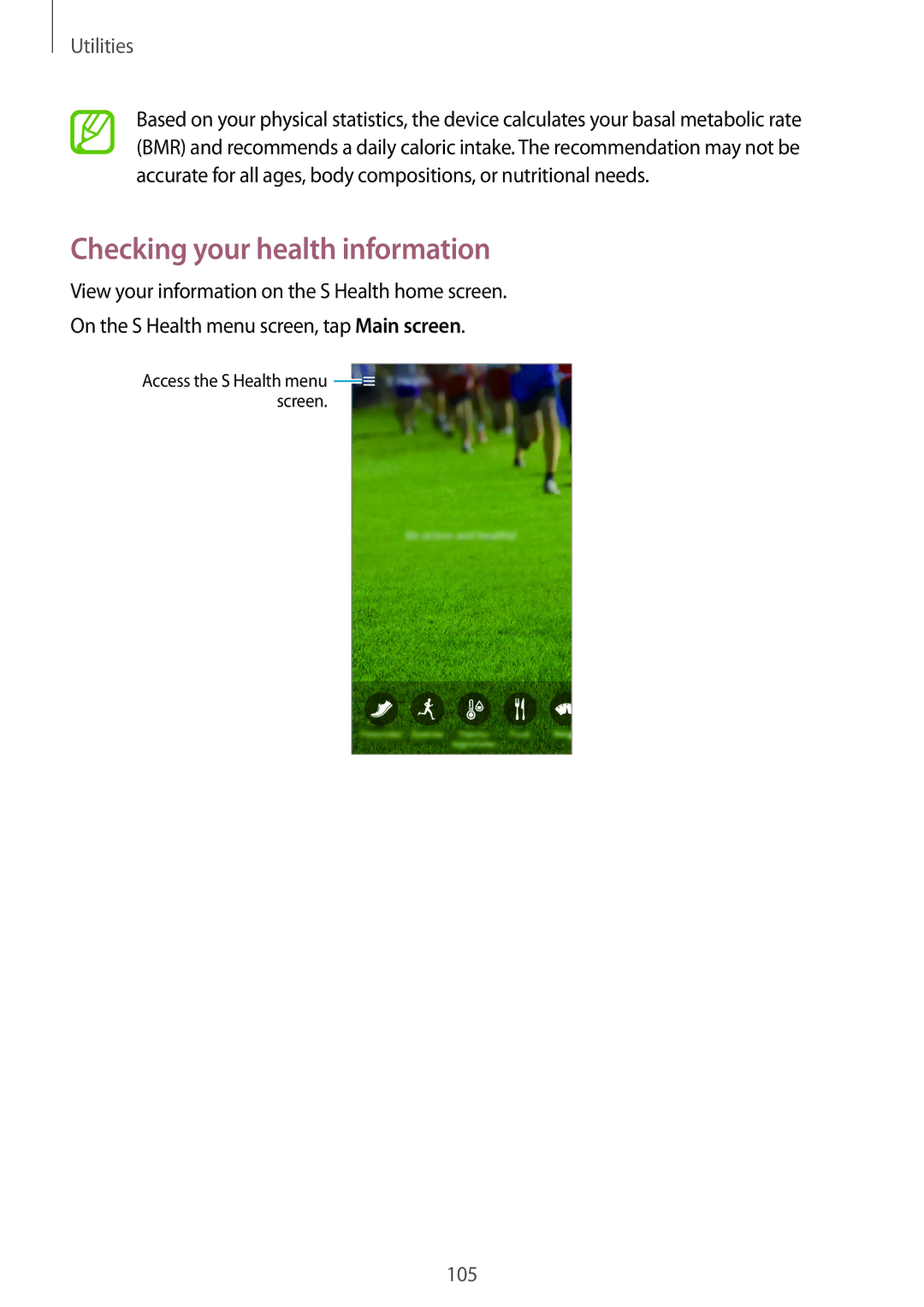 Samsung GT-I9500ZBAILO, GT-I9500ZKACEL, GT-I9500ZWAILO, GT-I9500ZWAPTR, GT-I9500DKYPCL manual Checking your health information 