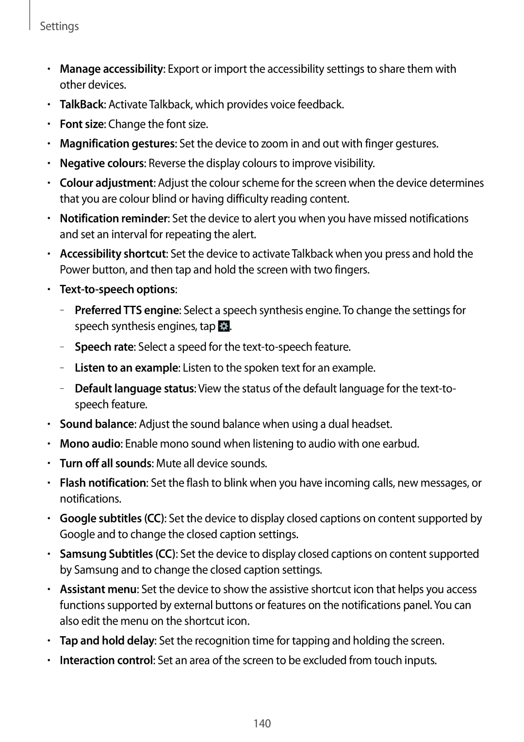 Samsung GT-I9500ZSASER, GT-I9500ZKACEL, GT-I9500ZWAILO, GT-I9500ZWAPTR, GT-I9500DKYPCL, GT-I9500DKYCEL Text-to-speech options 