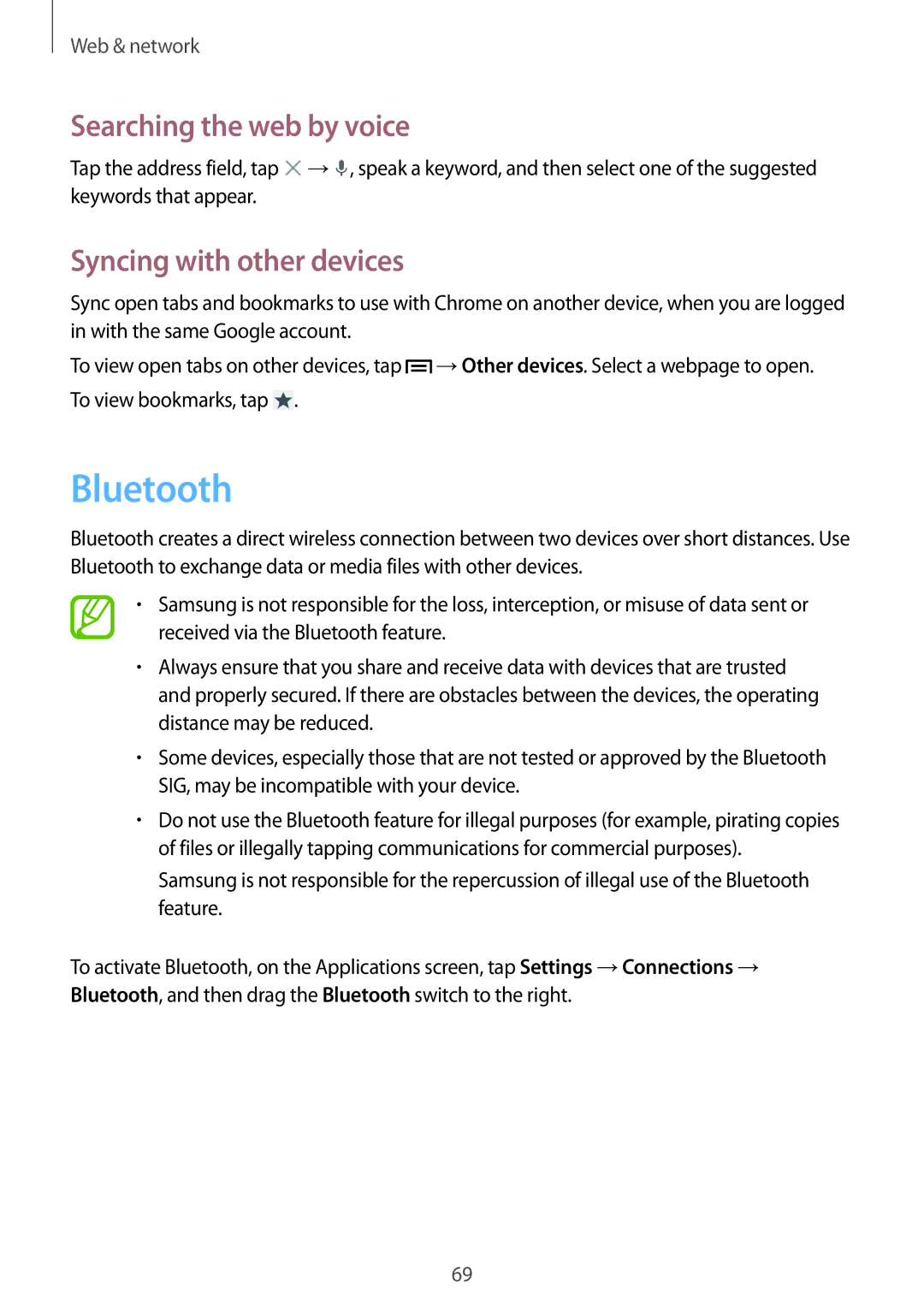 Samsung GT-I9500ZWASER, GT-I9500ZKACEL, GT-I9500ZWAILO, GT-I9500ZWAPTR, GT-I9500DKYPCL Bluetooth, Syncing with other devices 