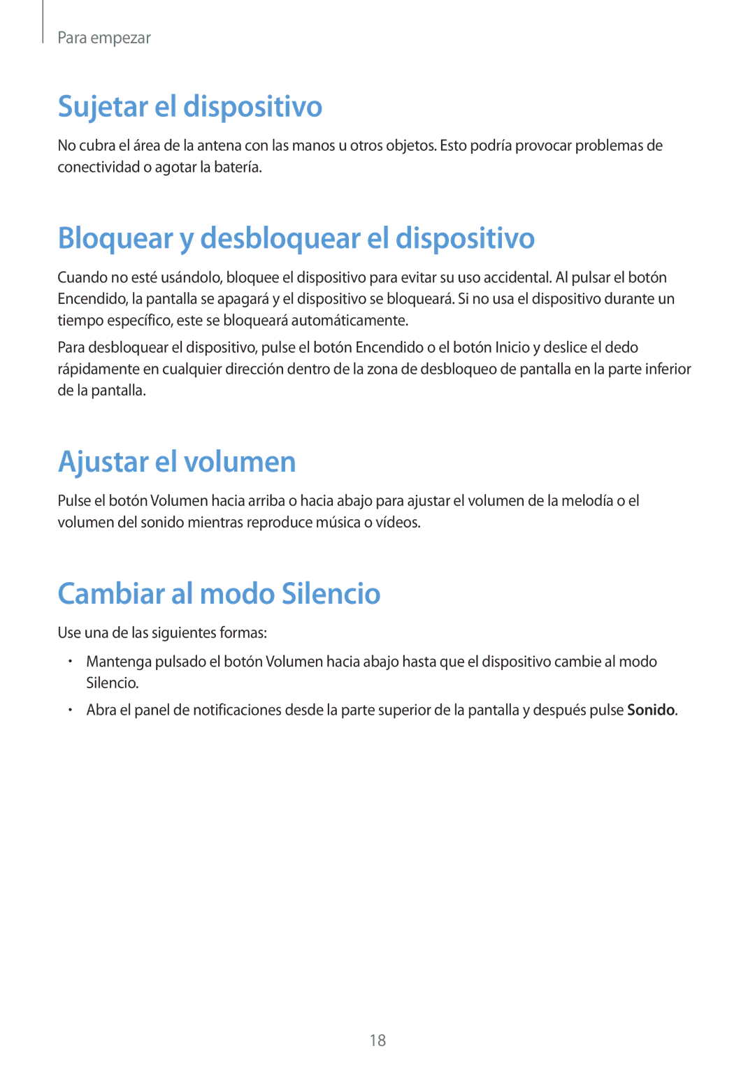 Samsung GT-I9505ZBAXEF, GT-I9505ZKADBT Sujetar el dispositivo, Bloquear y desbloquear el dispositivo, Ajustar el volumen 