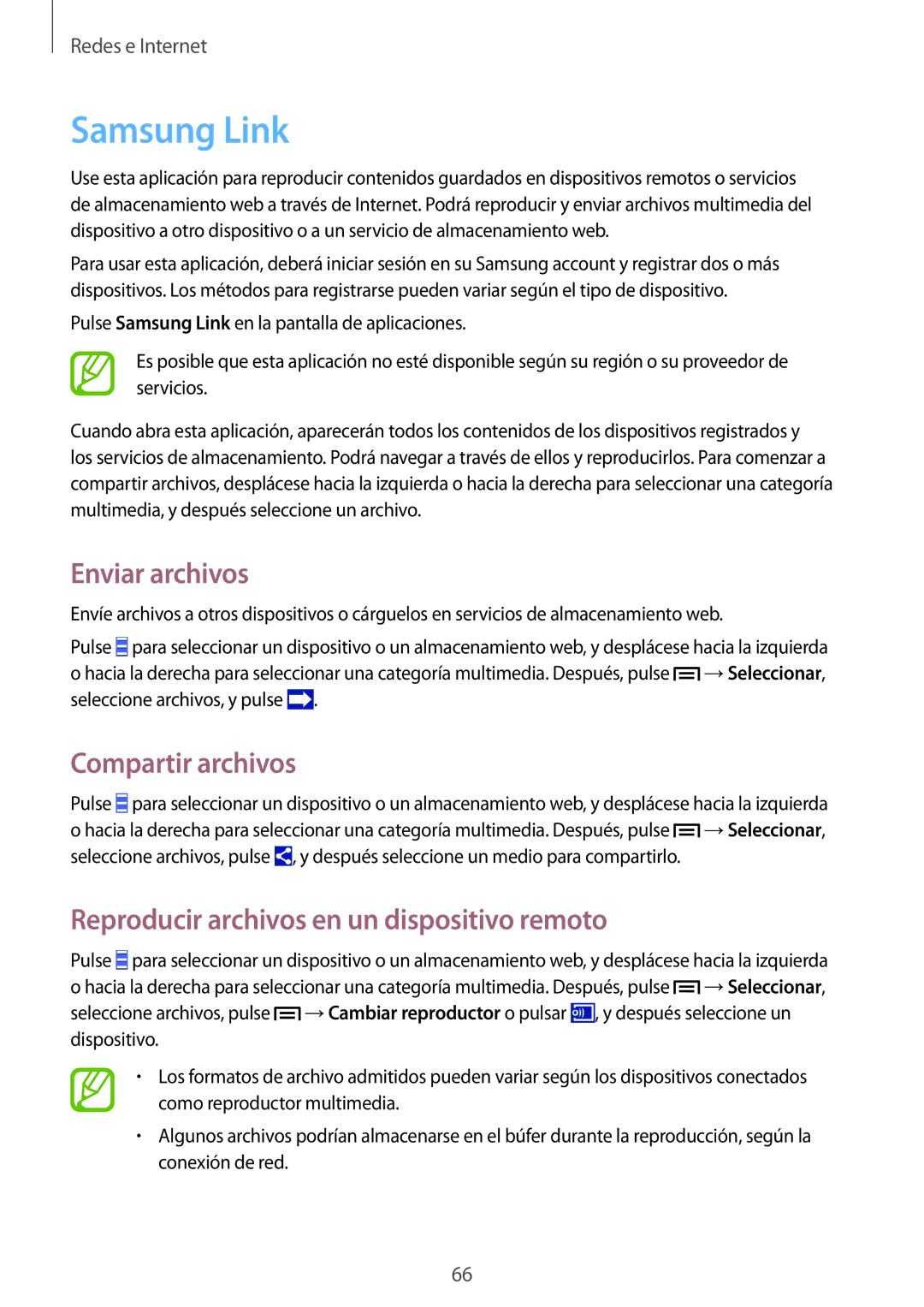 Samsung GT-I9505ZWACOA Samsung Link, Enviar archivos, Compartir archivos, Reproducir archivos en un dispositivo remoto 