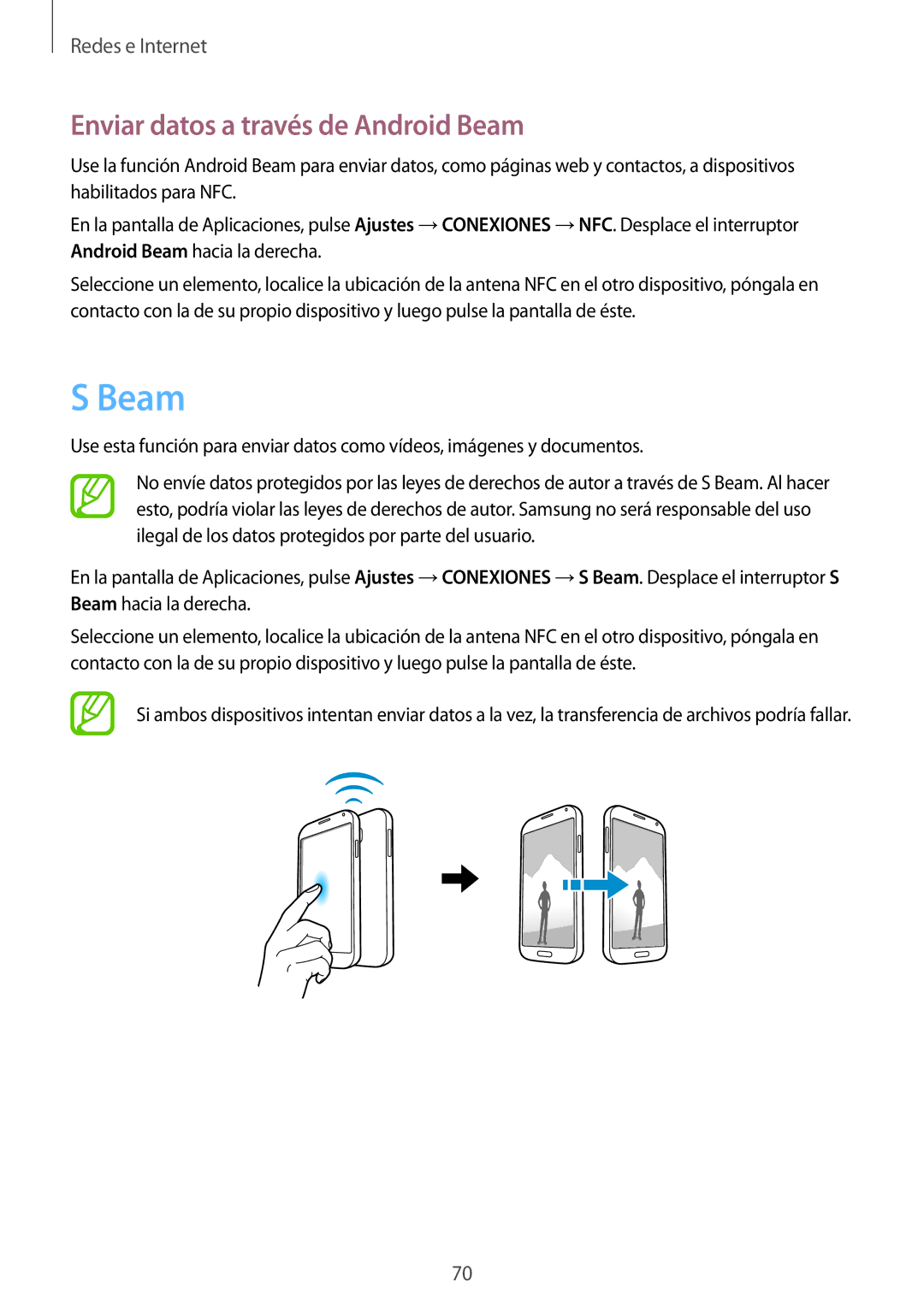 Samsung GT-I9505ZRASEB, GT-I9505ZKADBT, GT-I9505ZKATCL, GT-I9505ZKATPH manual Enviar datos a través de Android Beam 