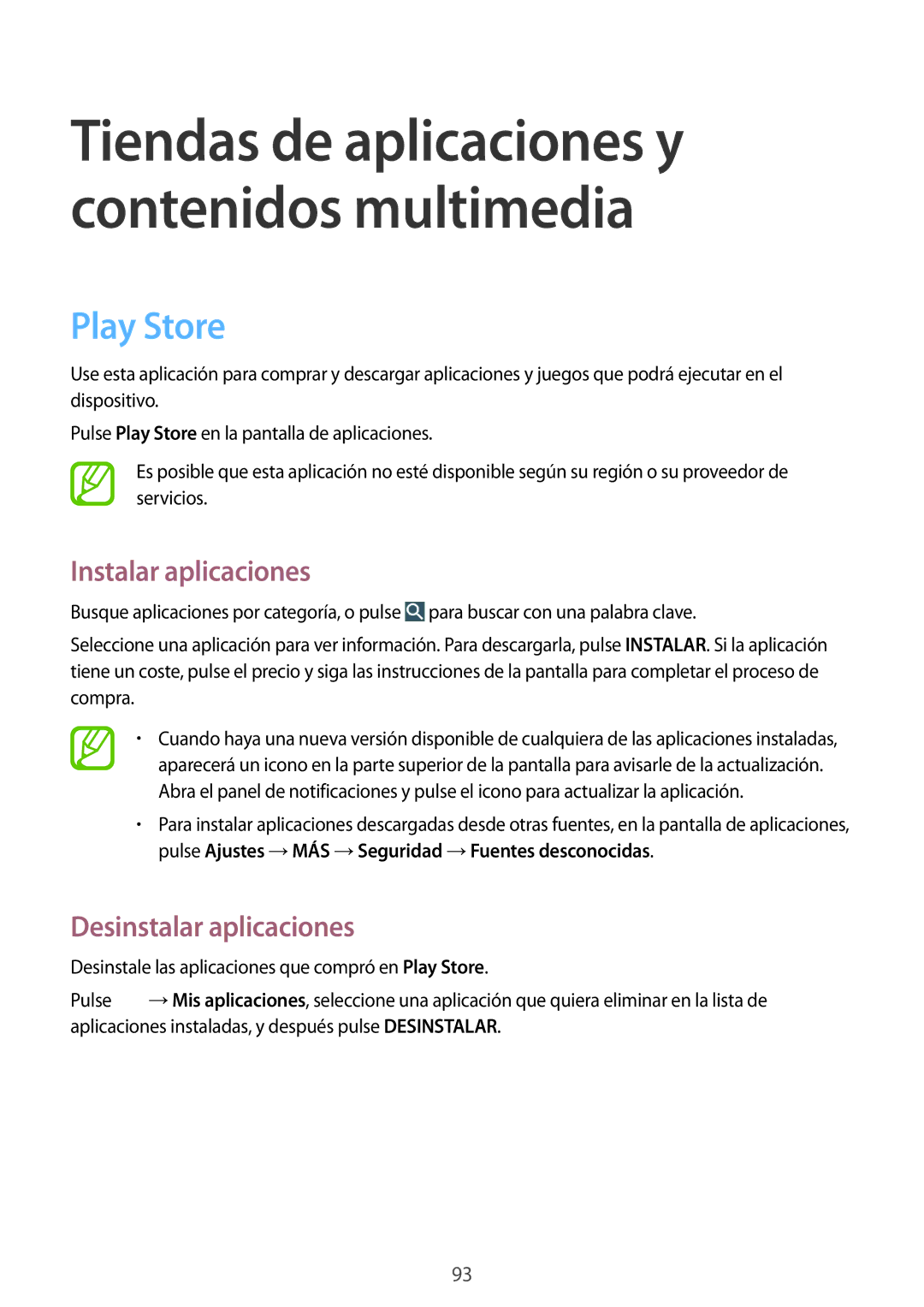 Samsung GT-I9505ZBAXEF, GT-I9505ZKADBT, GT-I9505ZKATCL manual Tiendas de aplicaciones y contenidos multimedia, Play Store 