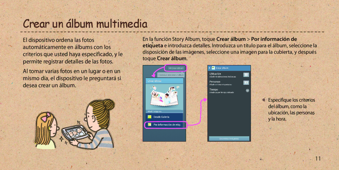 Samsung GT-I9505ZKAXEO, GT-I9505ZKADBT, GT-I9505ZKATCL, GT-I9505ZKATPH, GT-I9505ZKAAUT manual Crear un álbum multimedia 
