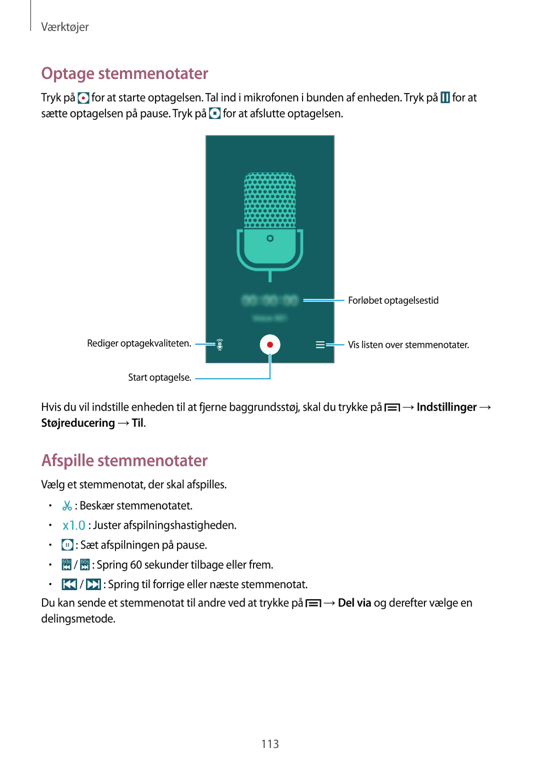 Samsung GT-I9505ZNENEE, GT-I9505ZKANEE, GT-I9505ZWANEE, GT-I9505DKYNEE manual Optage stemmenotater, Afspille stemmenotater 