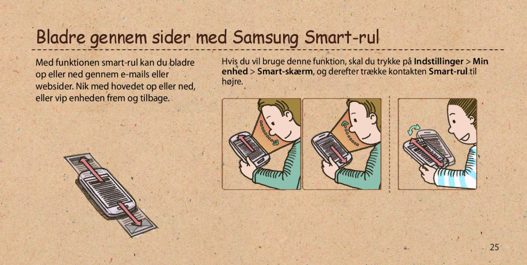 Samsung GT-I9505ZBENEE, GT-I9505ZKANEE, GT-I9505ZWANEE, GT-I9505DKYNEE manual Bladre gennem sider med Samsung Smart-rul 