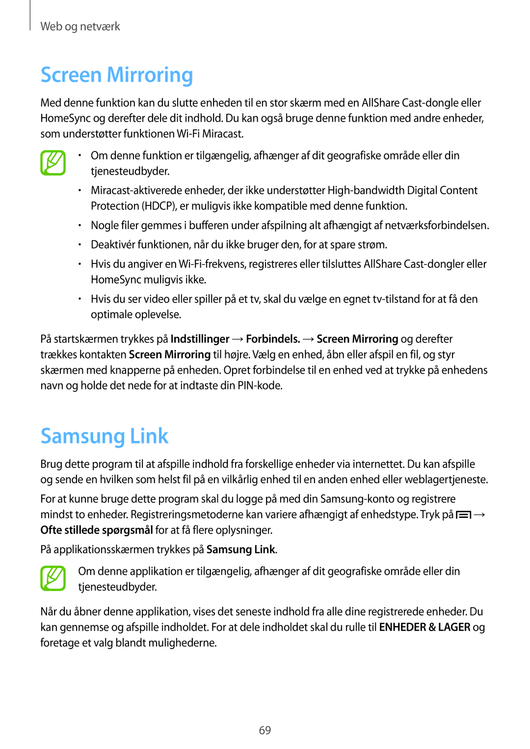 Samsung GT-I9505ZNANEE, GT-I9505ZKANEE, GT-I9505ZWANEE, GT-I9505DKYNEE, GT-I9505ZWENEE manual Screen Mirroring, Samsung Link 