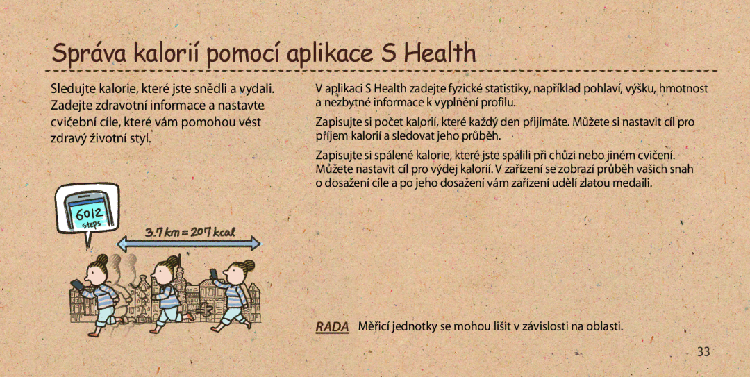 Samsung GT2I9505ZWATMZ, GT-I9505ZKATPL, GT-I9505DKYXEO, GT-I9505ZWACOS manual Správa kalorií pomocí aplikace S Health 